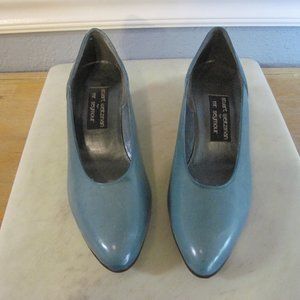 Leather, Robin Egg Blue, Kitten Heels Size 9.5